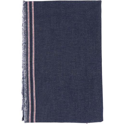 Faliero Sarti sciarpa con bordi sfrangiati - blu