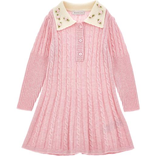 Monnalisa abito polo con colletto ricamato