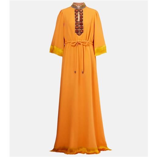 Valentino abito lungo in cady couture con ricamo