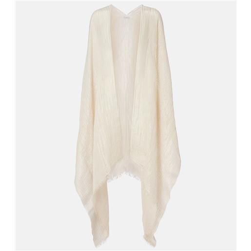 Brunello Cucinelli mantella in misto lino con frange