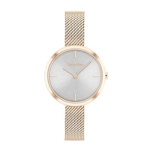Calvin Klein orologio analogico al quarzo da donna con cinturino in maglia metallica in acciaio inossidabile color oro rosso - 25200187