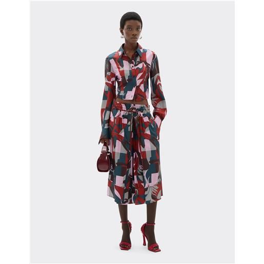 Ferrari camicia in seta con stampa cavallino color block - female camicie & top blu pavone 44