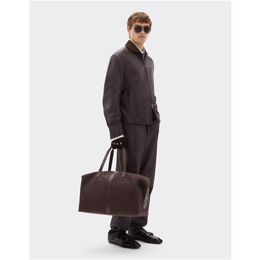 Ferrari duffle bag in q-cycle® jacquard con motivo cavallino - male borse e accessori da viaggio mogano os