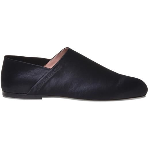 Alberta Ferretti mocassini in pelle con logo goffrato - nero
