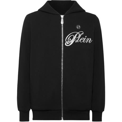 Philipp Plein felpa con cappuccio, strass e motivo teschio - nero