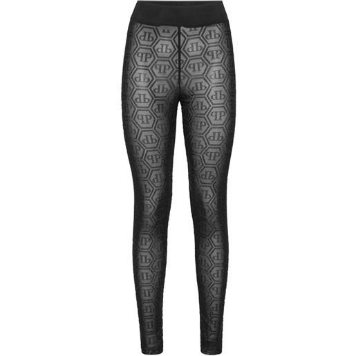Philipp Plein leggings monogram strass - "02 black"
