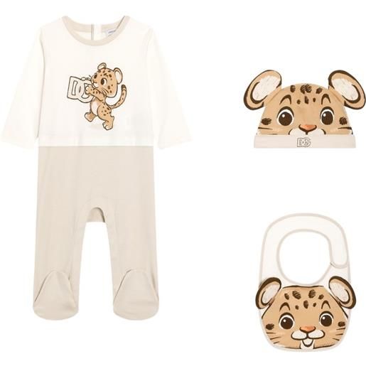Dolce & Gabbana Kids tutine con motivo leopardo (3 pezzi) - bianco
