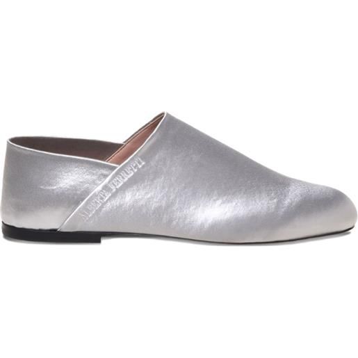 Alberta Ferretti mocassini in pelle con logo goffrato - argento