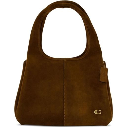 Coach borsa a spalla lana in pelle scamosciata con manico - marrone