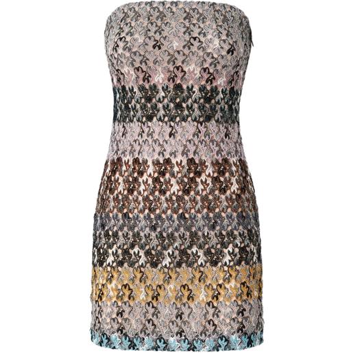 Missoni abito da cocktail corto senza spalline - marrone