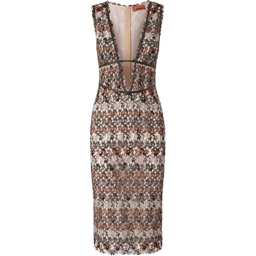 Missoni abito midi a fiori con scollo a v - toni neutri