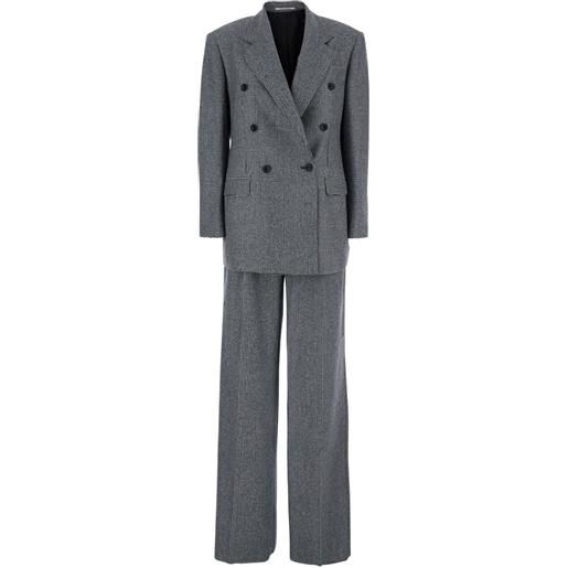 Tagliatore completo doppiopetto con motivo a quadri - grigio