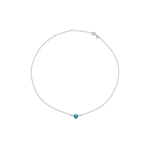 Breil, Collezione Candy, Collana da Donna in Acciaio e Cristalli Turchese, Cuore in Acciaio Oro, Chiusura Regolabile