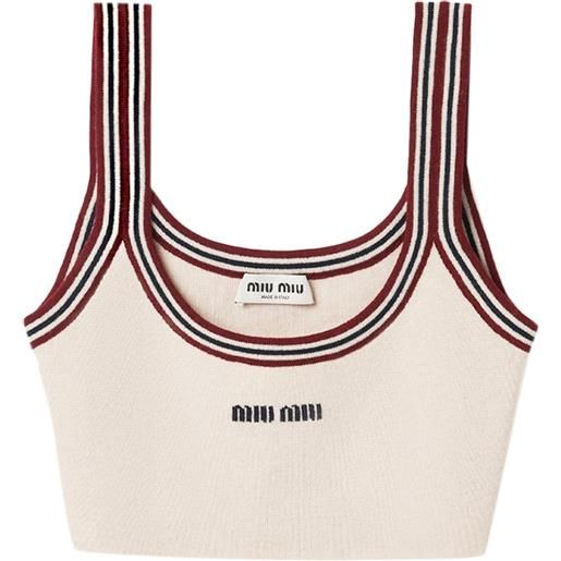 Miu Miu top crop con rifinitura a righe - toni neutri