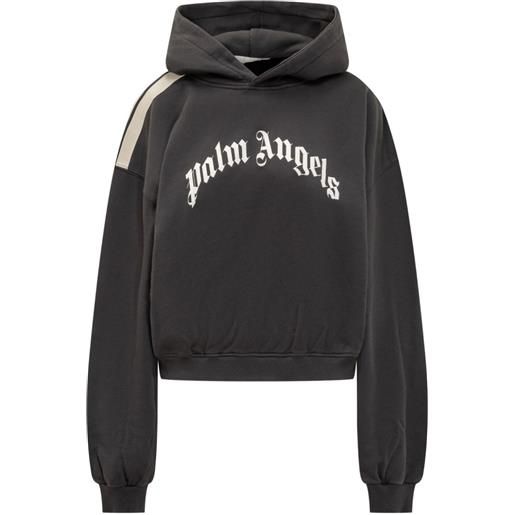 Palm Angels felpa con stampa logo e dettaglio a righe - nero
