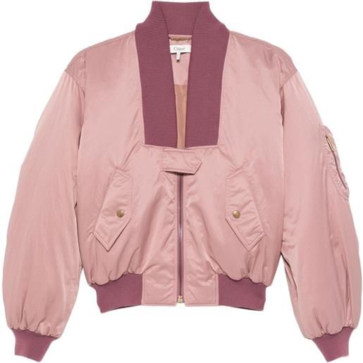 Chloé bomber crop con zip - rosa