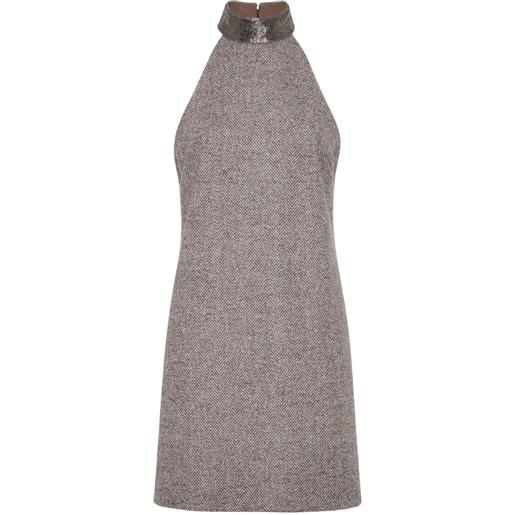 Brunello Cucinelli abito con scollo all'americana - marrone