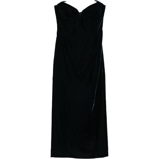 Mugler abito midi senza spalline - verde