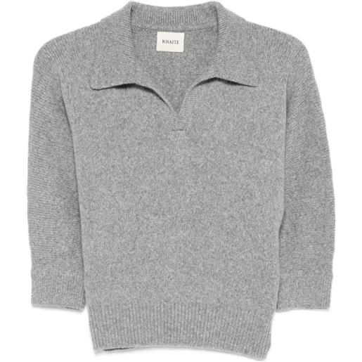 KHAITE maglione in cashmere con colletto polo - grigio