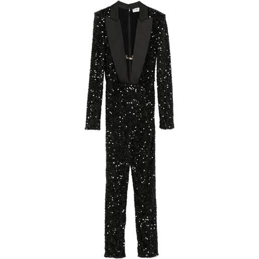 Elisabetta Franchi tuta intera con paillettes - nero