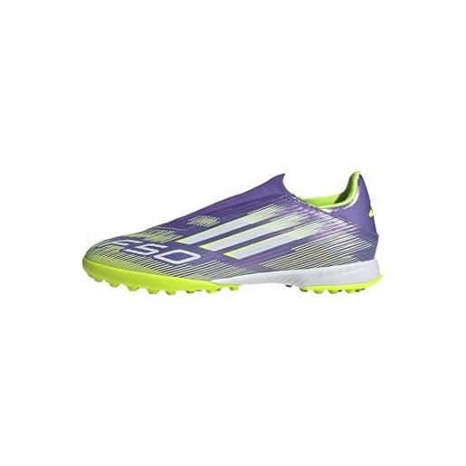adidas unisex - adulto f50 league laceless turf football boots, purple rush/cloud white/lucid lemon, 40 2/3 eu