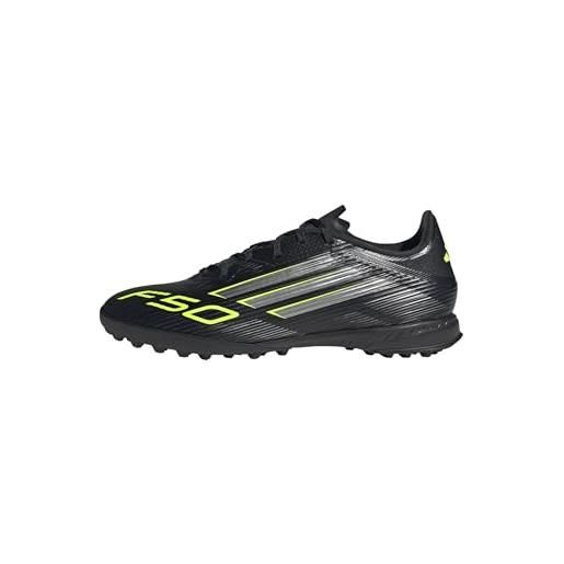 adidas unisex - adulto f50 league turf football boots, core black/iron metallic/lucid lemon, 42 2/3 eu
