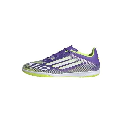adidas unisex - adulto f50 club indoor football boots, purple rush/ftwr white/lucid lemon, 42 eu
