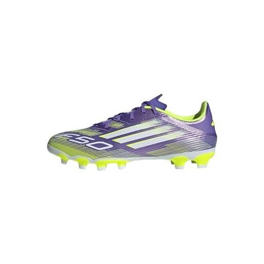 adidas f50 league multi ground football boots, scarpe da calcio unisex-adulto, purple rush/ftwr white/lucid lemon, 41 1/3 eu