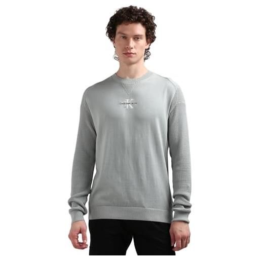 Calvin Klein jeans uomo pullover pullover in maglia, grigio (slate gray), xl