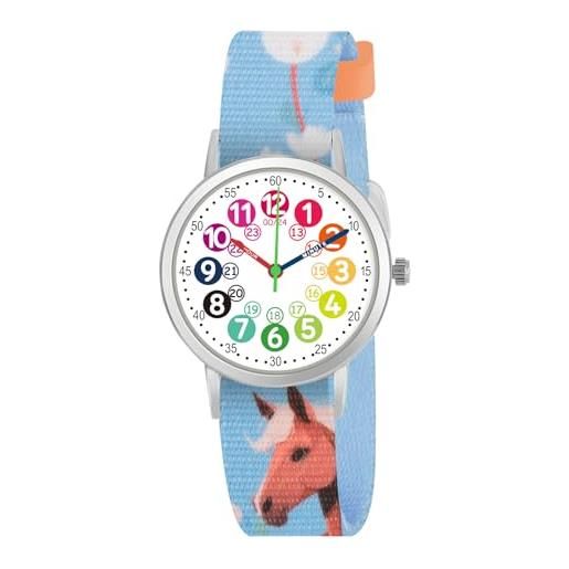CHAOTECHY orologio per bambini per ragazze e ragazzi, bambini piccoli imparano a conoscere il tempo e facile da leggere, cinturino in nylon regolabile, orologio analogico per ragazzi e ragazze dai 4