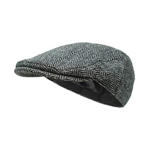 Henson Shaving Cappello Piatto Uomo In Pura Lana Harris Tweed - Verde Scozzese, Stile Caccia/fishing Cappello Scozzese Verde - Foto 6