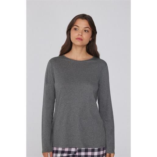 Tezenis maglia maniche lunghe girocollo in 100% cotone donna grigio
