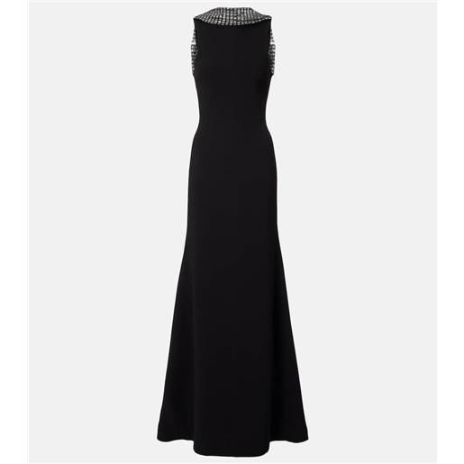 David Koma abito lungo in cady con decorazioni
