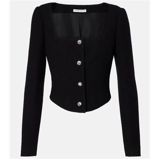 Alessandra Rich giacca in twill di misto lana bouclã©