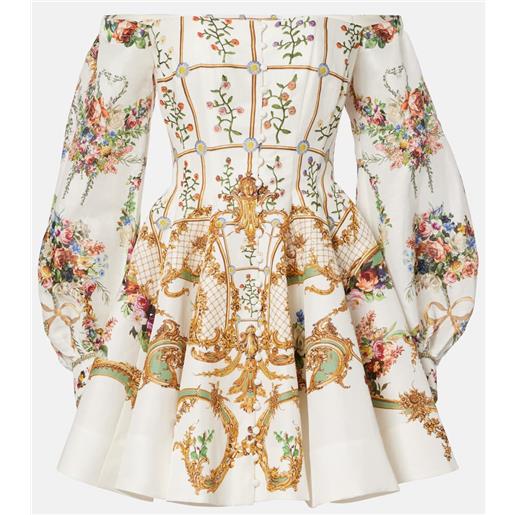 Camilla abito bustier in lino e seta con stampa floreale