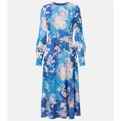 Erdem abito da cocktail in raso con stampa floreale