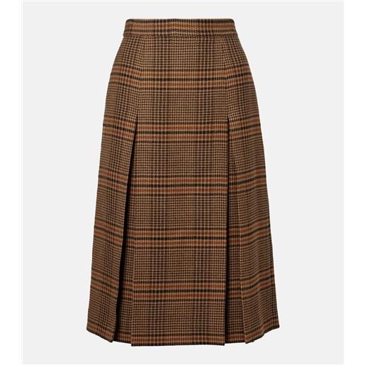 Saint Laurent gonna midi in lana principe di galles