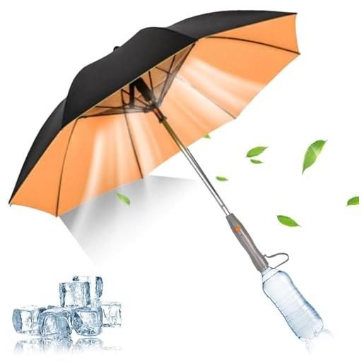 Yaztauho ombrello parasole 3 in 1 con ventilatore e nebulizzatore - ombrello anti-uv con ventola | ombrellone parasole rinfrescante | ventilatore portatile per ombrello per protezione dal calore, raffreddamento