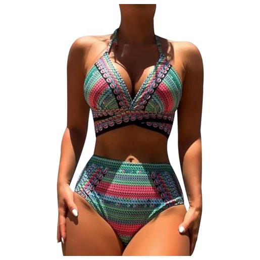 Costume Da Bagno Tankini Donne - Top Con Volant E Fondo Vita Alta - Foto 4