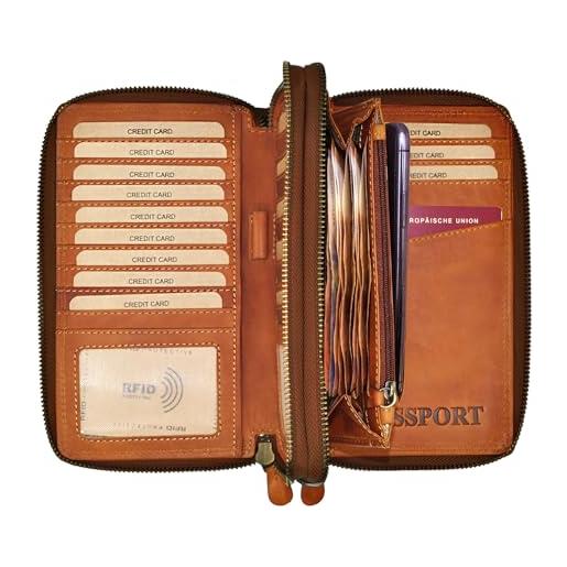 Portafoglio Uomo Slim In Pelle Con Portamonete - Protezione RFID, Design Minimalista, Marrone Scuro