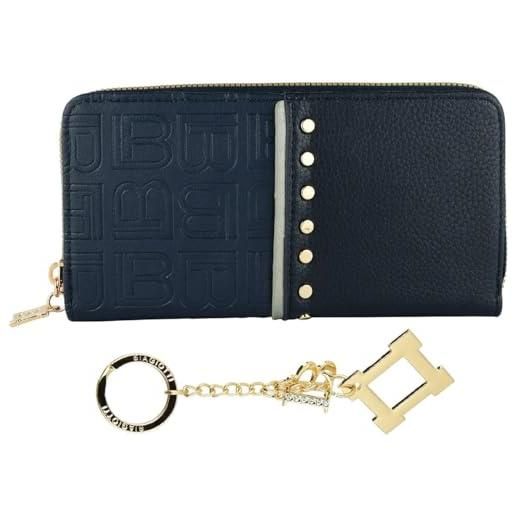 Laura Biagiotti set regalo donna, portafoglio in similpelle con portachiavi, dimensioni 19,5 x 10 x 2,5 cm, 8 slot carte, scatola regalo blu