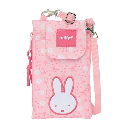 Safta miffy flores - portamonete standard, per cellulare, comodo e versatile, qualità e resistenza, 19 x 10 cm, rosa pallido, m, casual