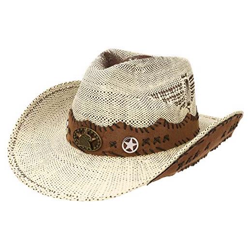 LIPODO cappello da cowboy talico donna/uomo - cappelli spiaggia estivo sole estate primavera/estate - l (58-59 cm) bianco crema