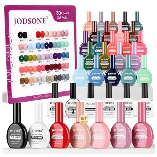 JODSONE set smalto gel, 32 colori stesso colore stessa bottiglia smalto gel con soak off base glitter top matte coat per manicure iniziale salone nail art