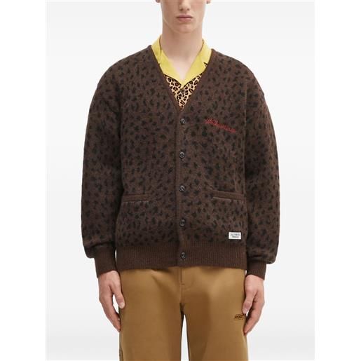 WACKO MARIA cardigan leopardato - marrone