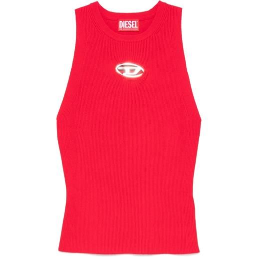 Diesel canotta a coste con logo - rosso