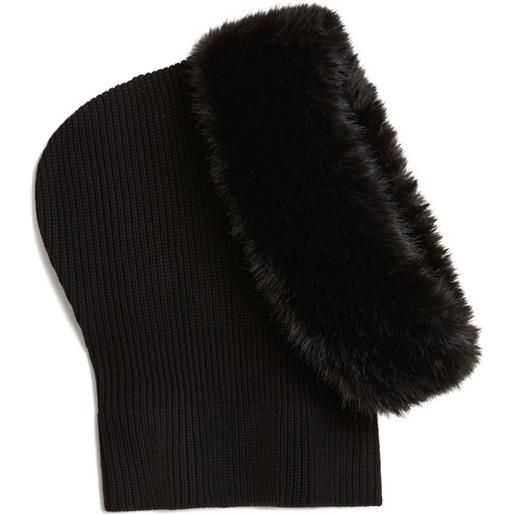 Nina Ricci passamontagna in lana e pelliccia sintetica - nero