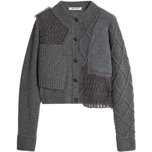 Ports 1961 cardigan con design patchwork - grigio