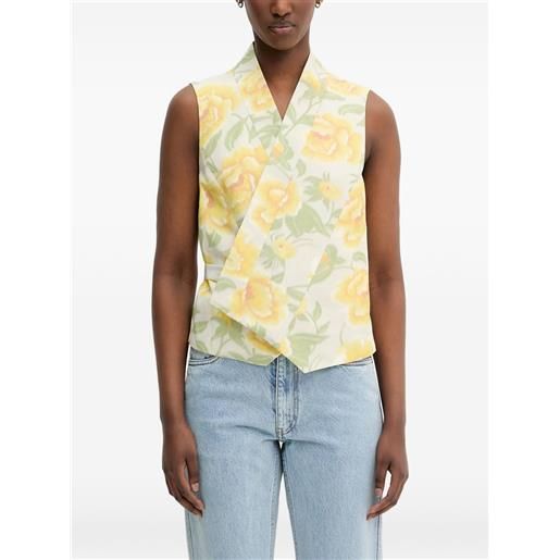 Kenzo top smanicato Kenzo peonies - bianco