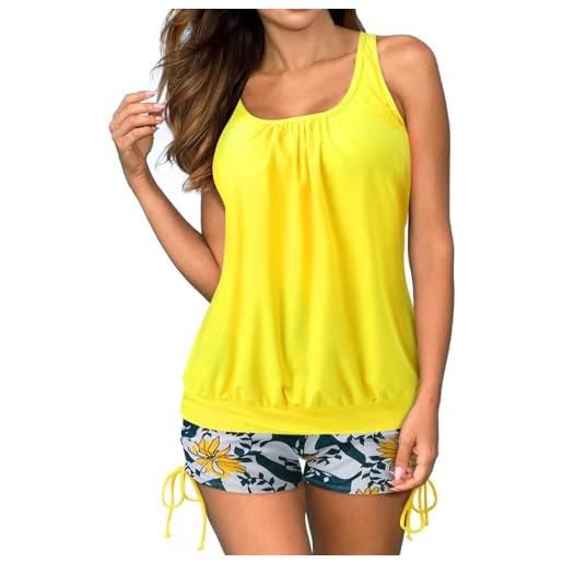 Aayahakawa costume da bagno da donna, modesto, tankini, con pantaloncini, taglie forti, tankini, tipo 7. , xxl